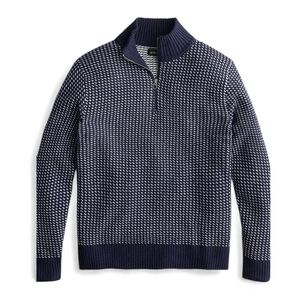 J.CREW Rugged Merino Wool Birdseye Half-Zip Sweater